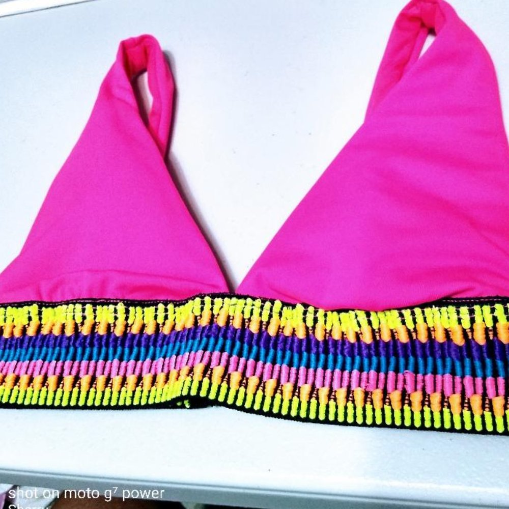 peixoto pink bikini top size SM NWT